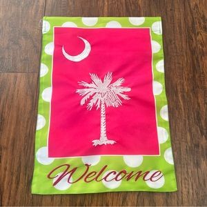 Evergreen enterprises colorful South Carolina palmetto moon welcome garden flag